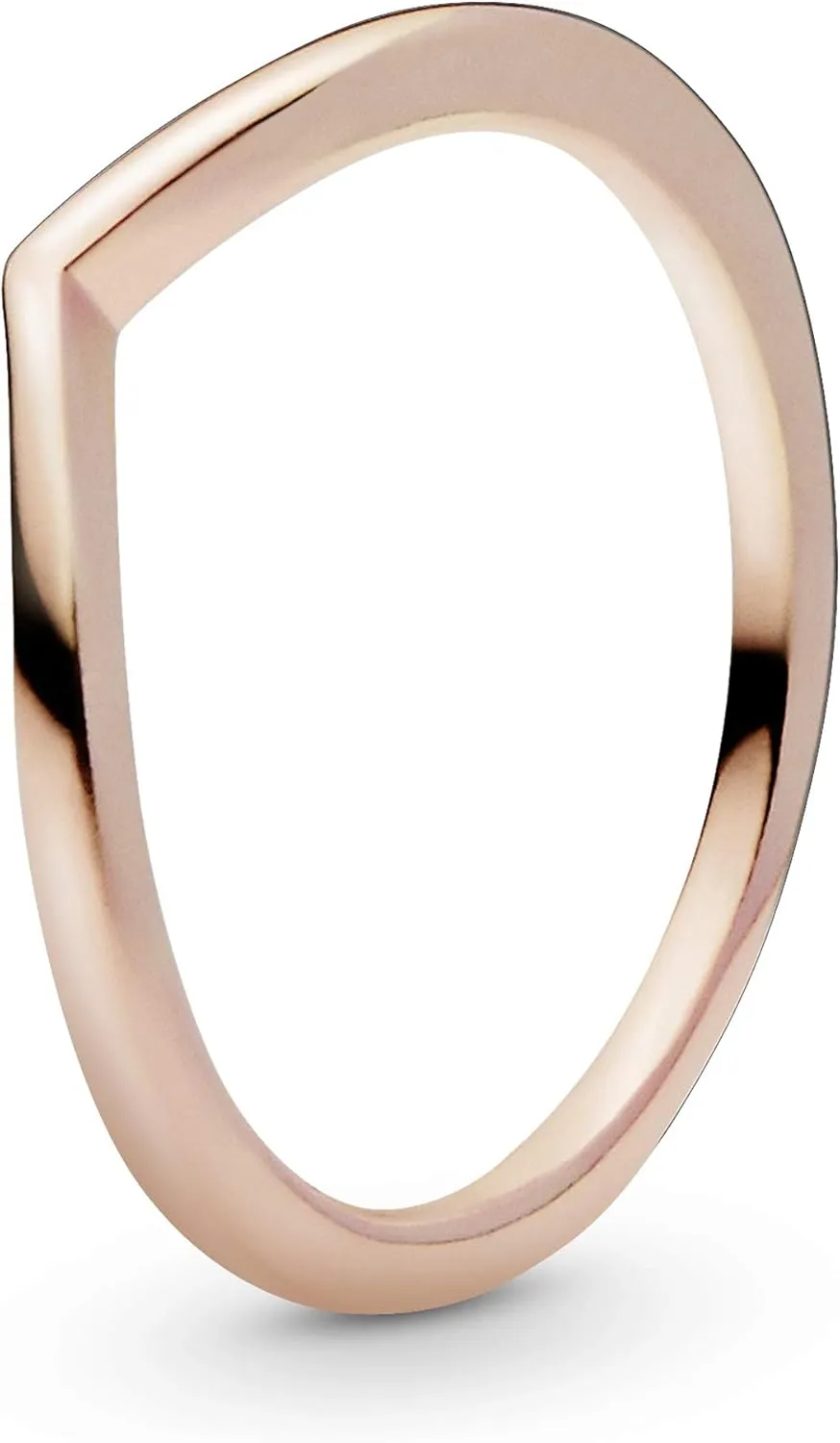 Pandora Polished Wishbone Ring - Minimalist Chevron Shape Ring - Stackable Rose Gold Ring for Women - 14k Rose Gold-Plated Rose - Size 5, No Gift Box