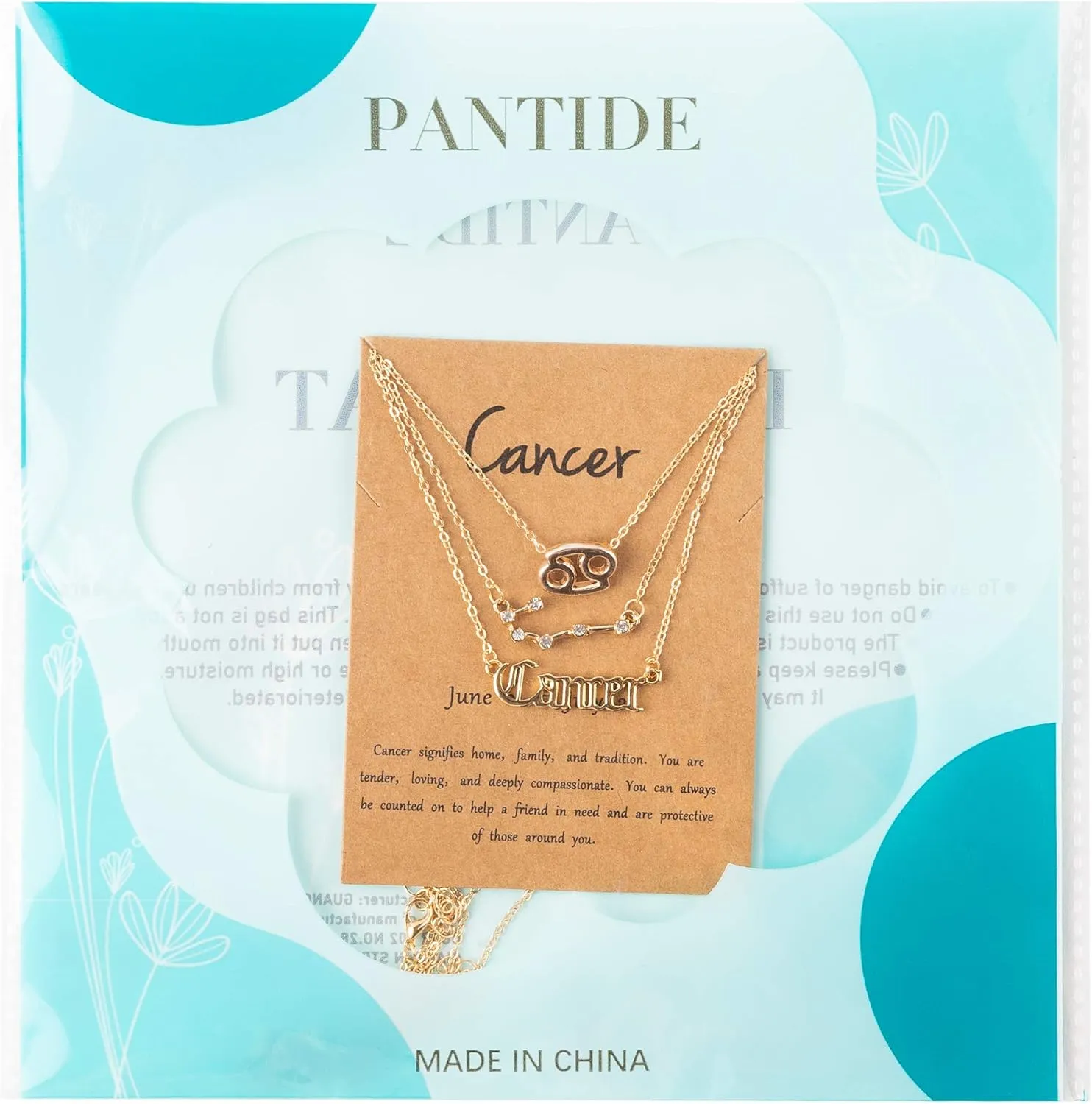 PANTIDE 3Pcs Constellation Zodiac Layer Necklaces for Women Girls, Retro 14K Gold Plated 12 Constellation Pendant Necklace Exquisite Letter Horoscope Old English Zodiac Sign Jewelry Birthday Gift