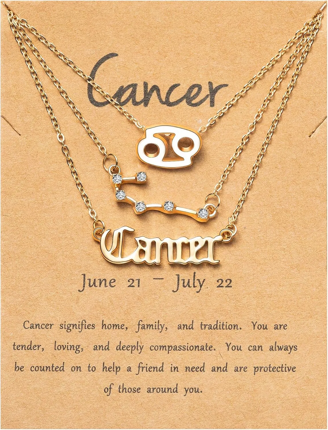 PANTIDE 3Pcs Constellation Zodiac Layer Necklaces for Women Girls, Retro 14K Gold Plated 12 Constellation Pendant Necklace Exquisite Letter Horoscope Old English Zodiac Sign Jewelry Birthday Gift