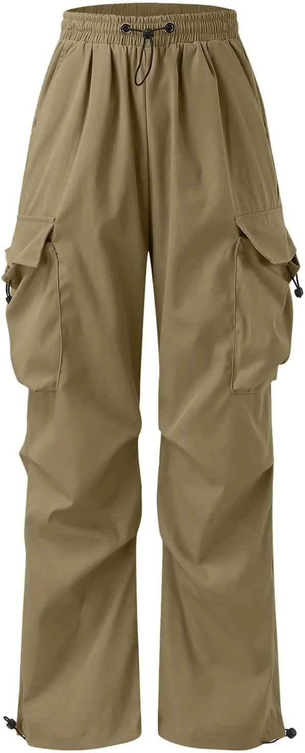 Parachute Pants Men Casual Baggy Cargo Sweatpants Trendy Loose Fit Y2K Hip Hop Drawstring Harem Pants for Streetwear