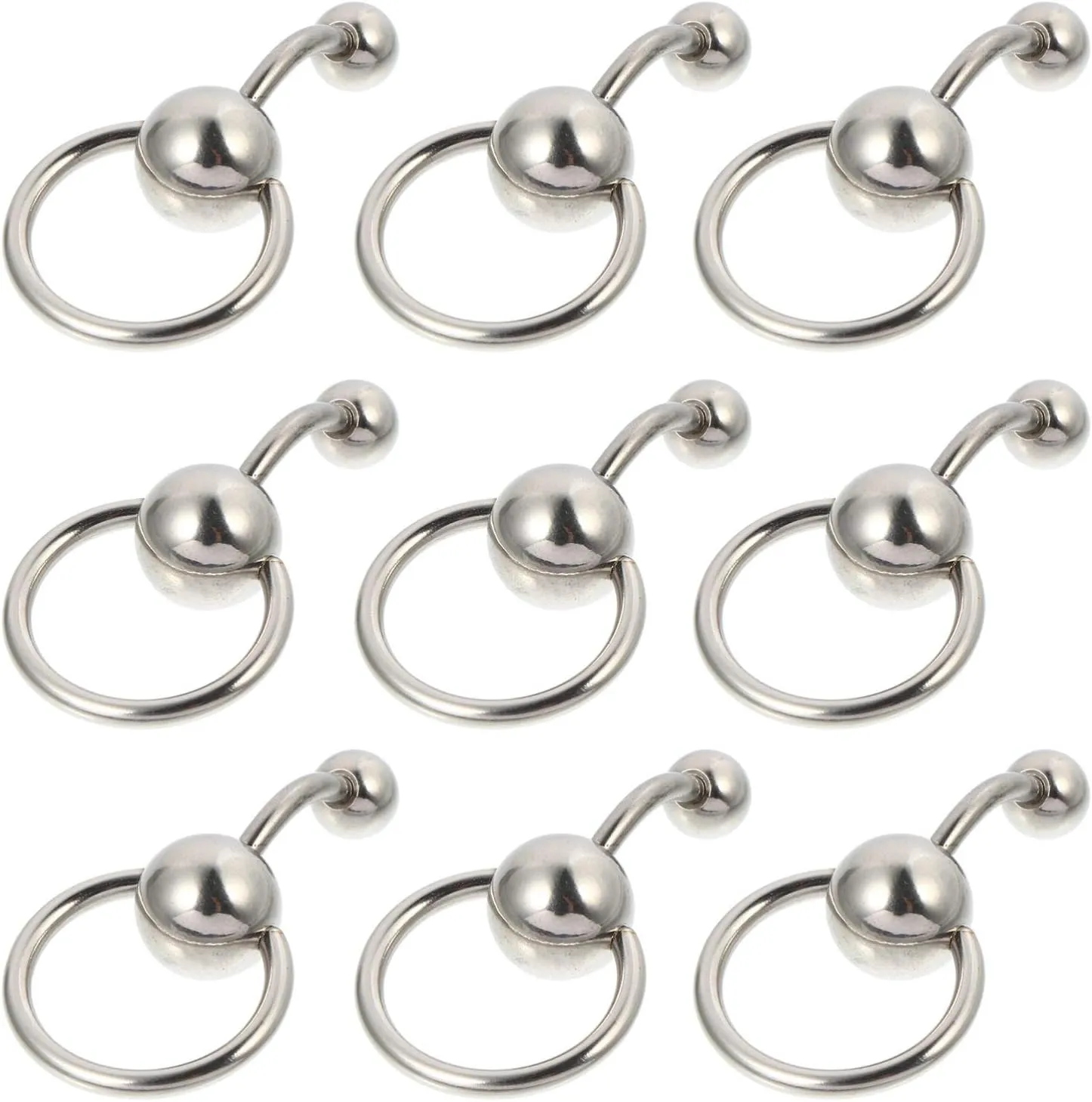 PartyKindom 10Pcs Elegant Belly Button Ring Navel Jewelry Stylish Piercing Hoops for Parties Dances and Street Photography