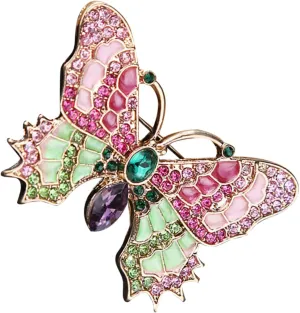 PartyKindom Rhinestone Butterfly Brooch Pin Lapel Pin for Women Vintage Brooch for Suit