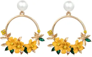 Pendant Earrings Girl Flower Pendant Earrings Jewelry Accessories Shiny