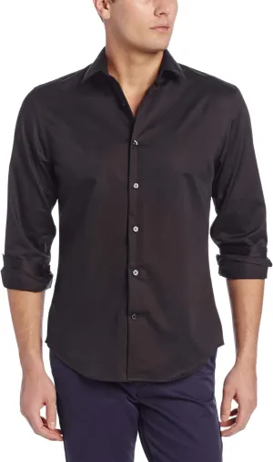 Perry Ellis Mens Twill Long Sleeve Dress Shirt, Non-Iron, Point Collar, Regular Fit Button Down Shirt