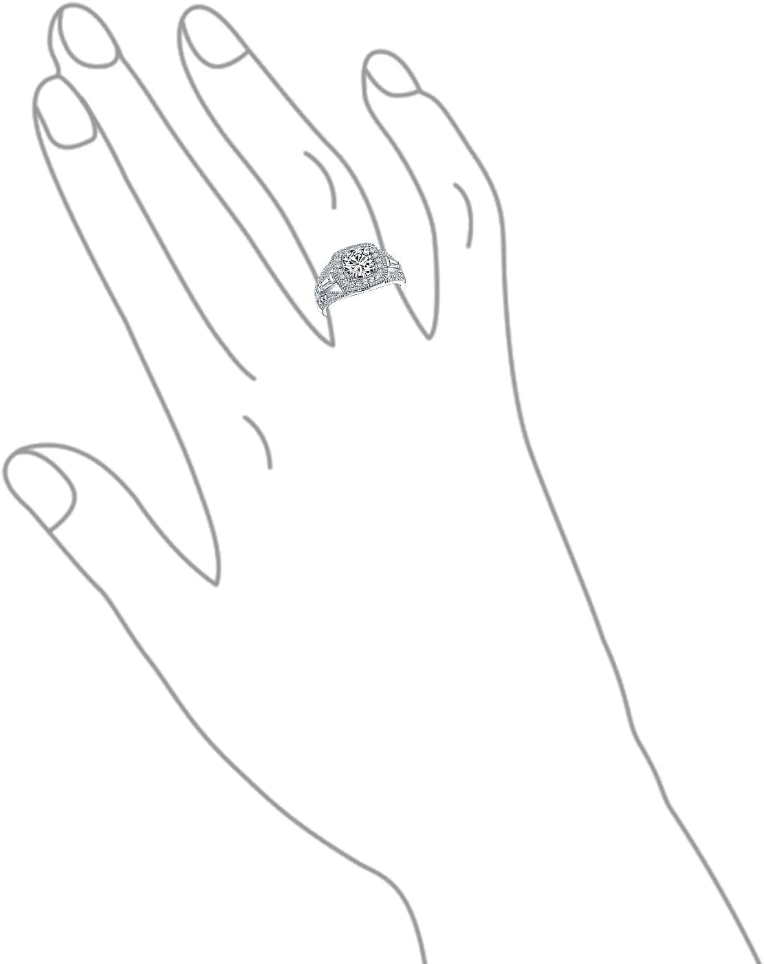 Personalize Vintage Antique Art Deco Style 2CT AAA CZ Pave Halo Square Cushion Cut Solitaire Engagement Ring For Women .925 Sterling Silver Split Baguette Side Stone Milgrain Edge Band Customizable