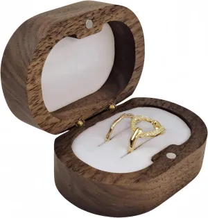 Personalized Wooden Double Ring Box for Wedding Ceremony, Vintage Elegant Holder, Oval Proposal Engagement Box (Double Groove White)