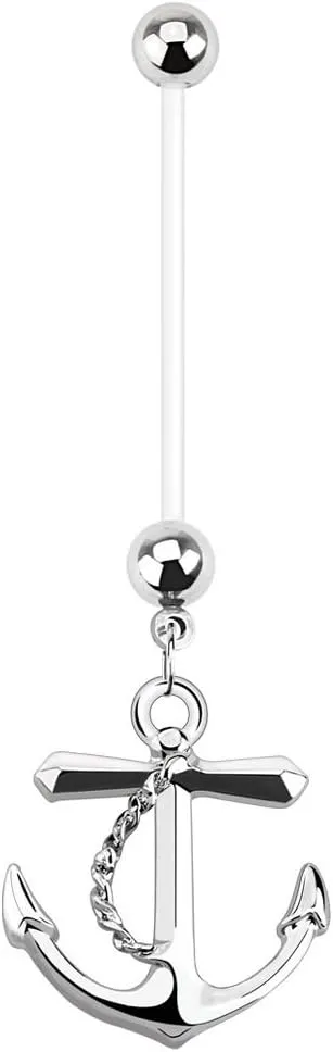 Pierced Owl Nautical Anchor Pregnancy Belly Button Ring