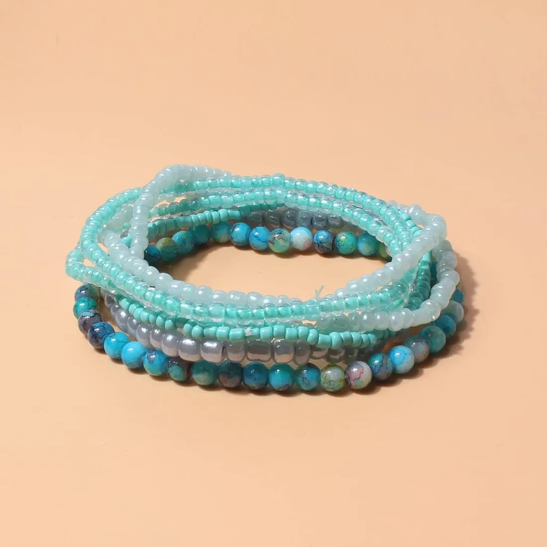 Pingyongchang Stackable Multi Layer Bohemian Bead Bracelet For Women Handmade Colorful Beads Layered Stretch Multilayer Bangles Bracelets Beach Anklets Jewelry String Charm Bracelets 6 pieces