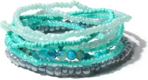 Pingyongchang Stackable Multi Layer Bohemian Bead Bracelet For Women Handmade Colorful Beads Layered Stretch Multilayer Bangles Bracelets Beach Anklets Jewelry String Charm Bracelets 6 pieces