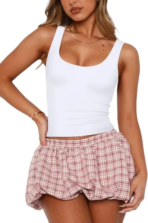 PINKMSTYLE Womens Basic Square Neck Tank Tops Cute Double Lined Sleeveless Tops Summer Outfits