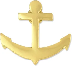 PinMart Gold Plated Nautical Boat Anchor Lapel Pin