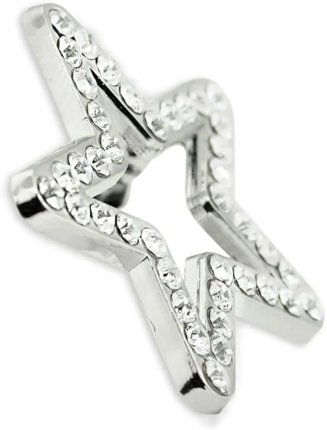 PinMart Silver Plated Shiny Rhinestone Star Brooch Pin