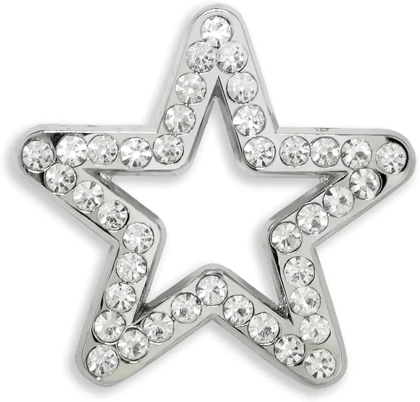 PinMart Silver Plated Shiny Rhinestone Star Brooch Pin