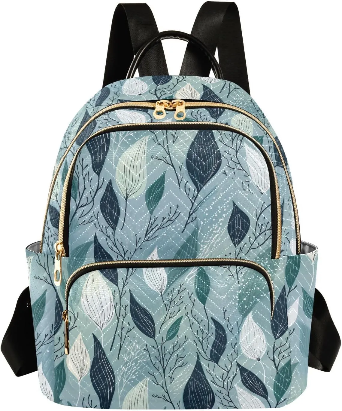 Plants Floral Leaves Mini Backpack Purse for Women Ladies Shoulder Bags for Work Small Casual Bookbag Quilted Travel Daypack M