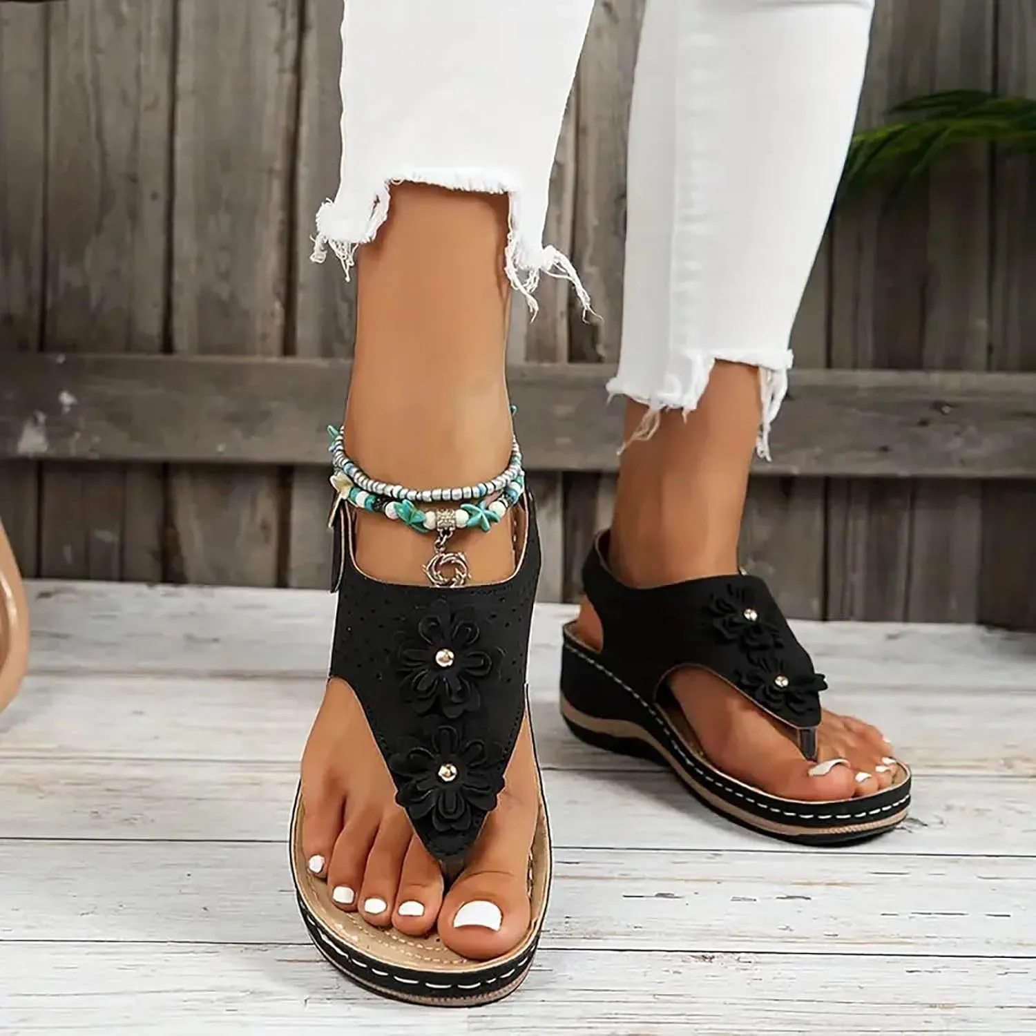 Platform Sandals Walking Sandals Women Comfort Arch Support Summer Outdoor Camping Walking Beach Sandals