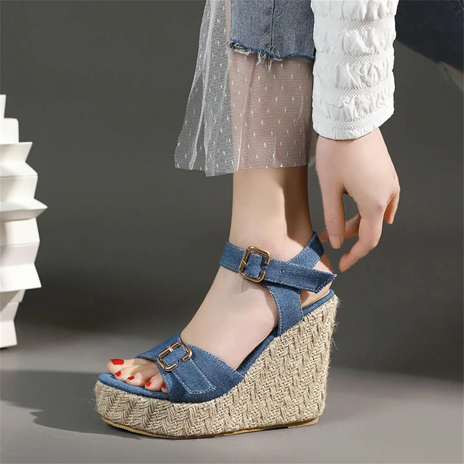 Platform Sandals Women Double Ankle Strap Comfortable with Adjustable Buckles and Open Toe for Customizable Fit Orthopedic Sandal Beach Dressy Flip Flops for Wide Toe 2025 Spring