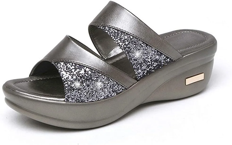 Platform Sandals Women Double Ankle Strap Comfortable with Adjustable Buckles and Open Toe for Customizable Fit Orthopedic Sandal Beach Dressy Flip Flops for Wide Toe 2025 Spring