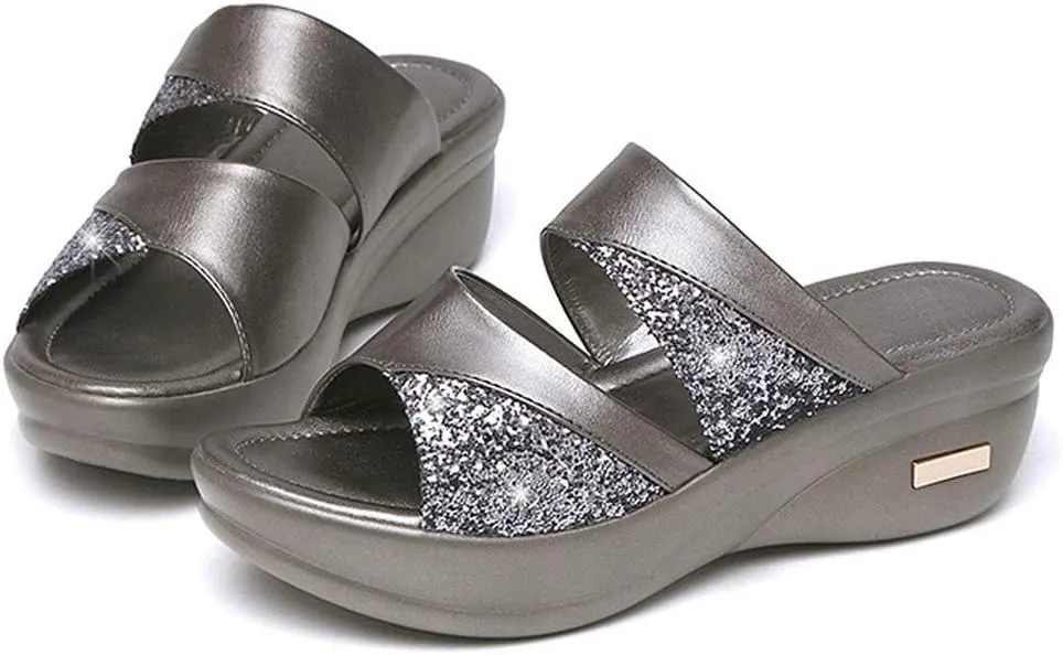 Platform Sandals Women Double Ankle Strap Comfortable with Adjustable Buckles and Open Toe for Customizable Fit Orthopedic Sandal Beach Dressy Flip Flops for Wide Toe 2025 Spring