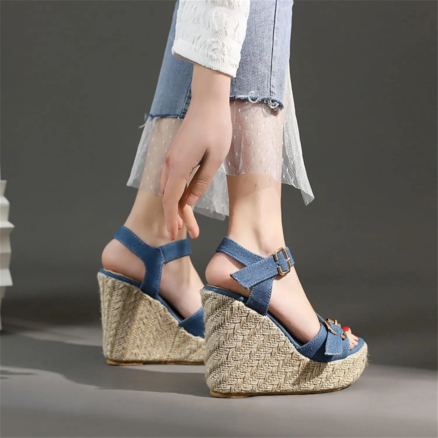 Platform Sandals Women Double Ankle Strap Comfortable with Adjustable Buckles and Open Toe for Customizable Fit Orthopedic Sandal Beach Dressy Flip Flops for Wide Toe 2025 Spring