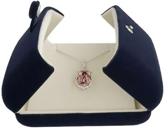 Premium Double Function Navy Luxurious Blue Velvet Pendant Earrings Necklace Gift Box Double Layer Fine Material Modern Elegant (Jewelry is not included)