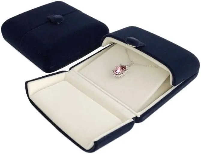 Premium Double Function Navy Luxurious Blue Velvet Pendant Earrings Necklace Gift Box Double Layer Fine Material Modern Elegant (Jewelry is not included)
