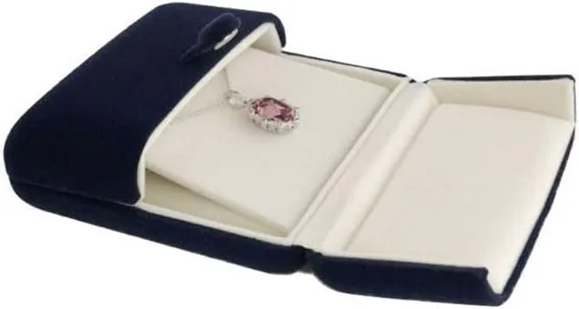 Premium Double Function Navy Luxurious Blue Velvet Pendant Earrings Necklace Gift Box Double Layer Fine Material Modern Elegant (Jewelry is not included)