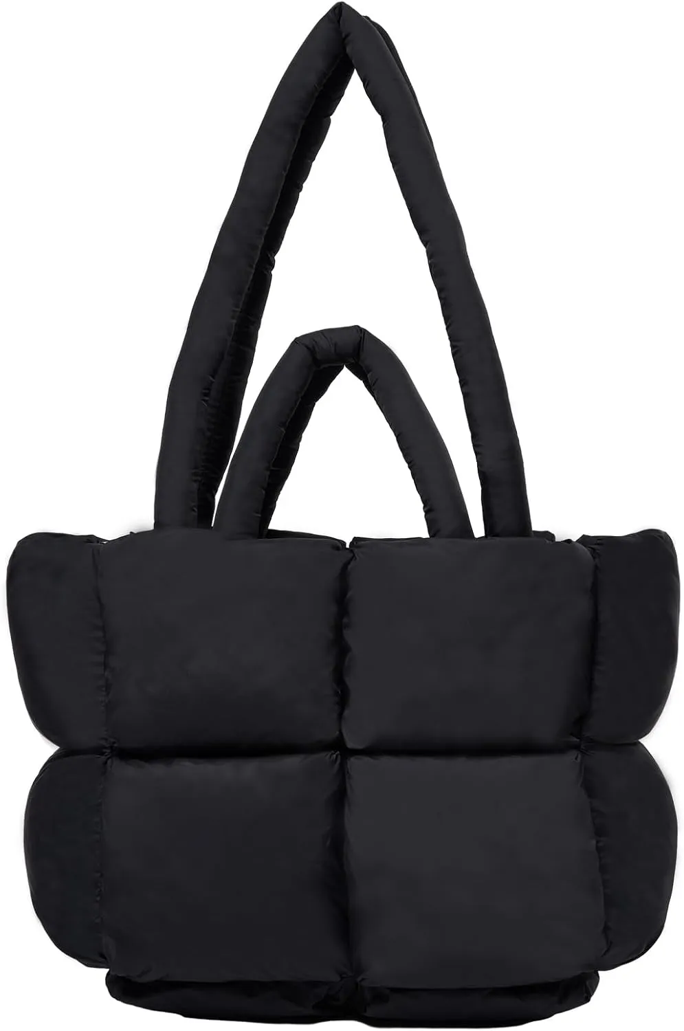 Puffer Tote Bag for Women Quilted Puffy Cloud Shoulder Handbag Winter Padding Lattice Satchel Purse for Shop Work