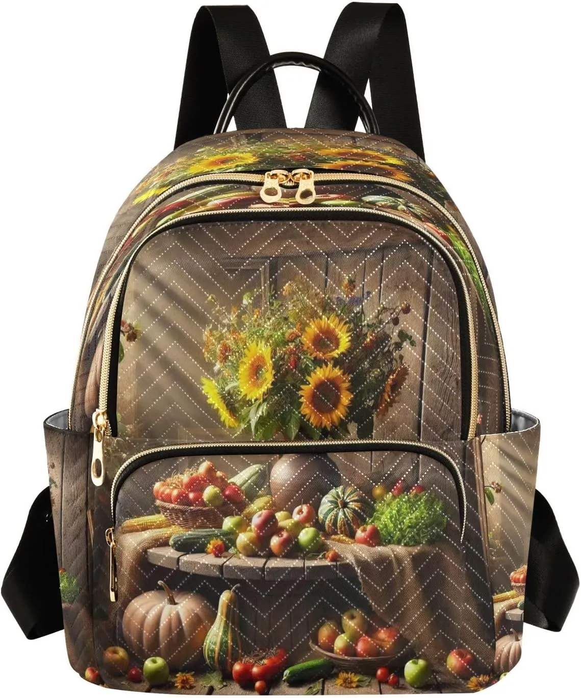 Pumpkins Vagetables Mini Backpack Purse for Women Small Travel Casual Daypack Ladies Shoulder Bags Quilted Bookbag for Work M