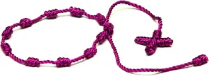 PURPLE WHALE Decenario Bracelets- Handmade, Cord Rope Rosary Beads,Knotted String, One Decade Rosary, Cross Dangles, Adjustable, Friendship, Anklets, Decenary for Prayer, Meditation, Men, Women