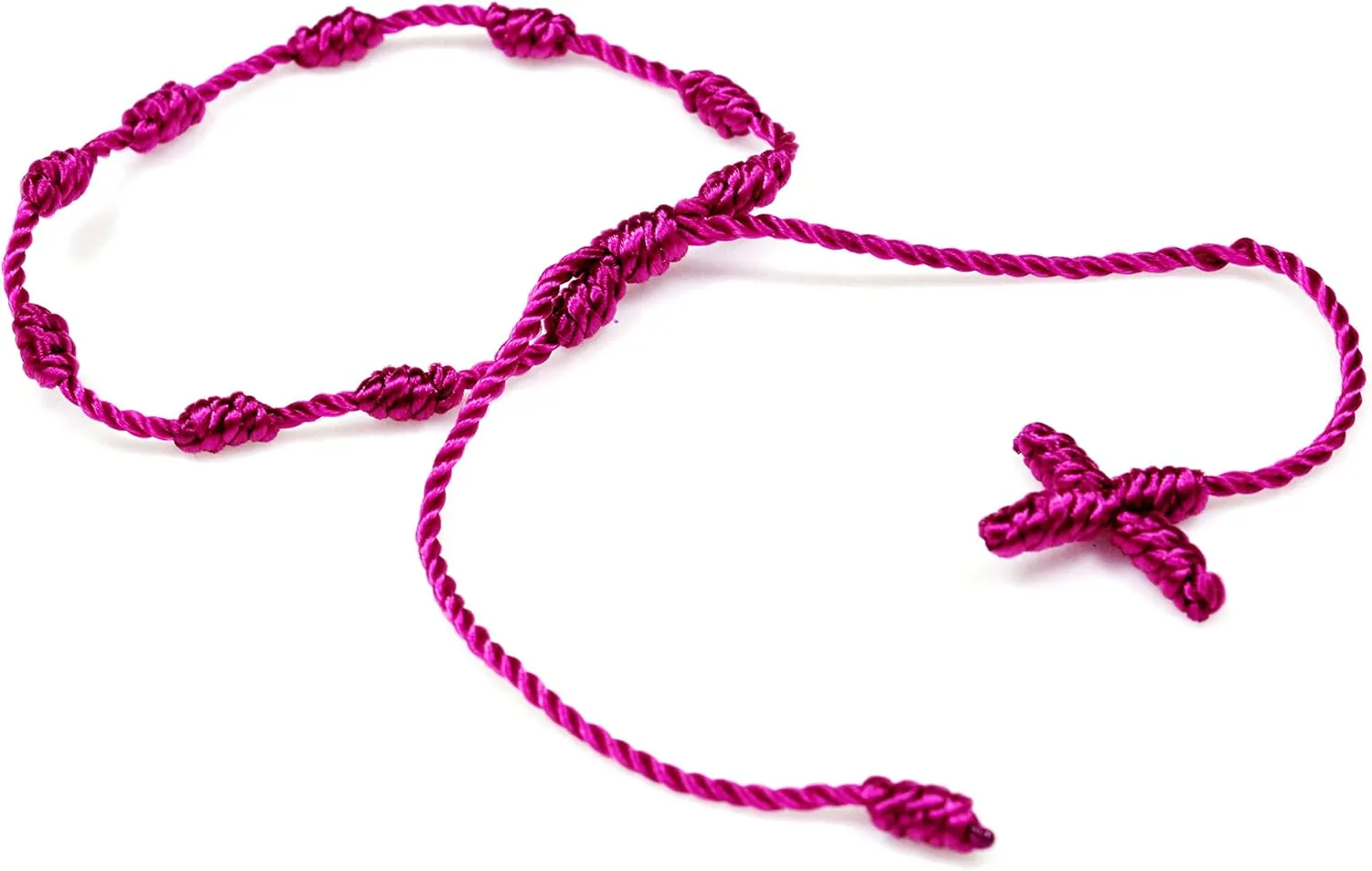 PURPLE WHALE Decenario Bracelets- Handmade, Cord Rope Rosary Beads,Knotted String, One Decade Rosary, Cross Dangles, Adjustable, Friendship, Anklets, Decenary for Prayer, Meditation, Men, Women