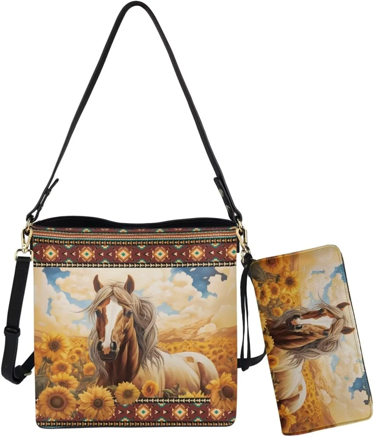 Purses for Women 2 Piece Set Shoulder Tote Purse with Long Wallet