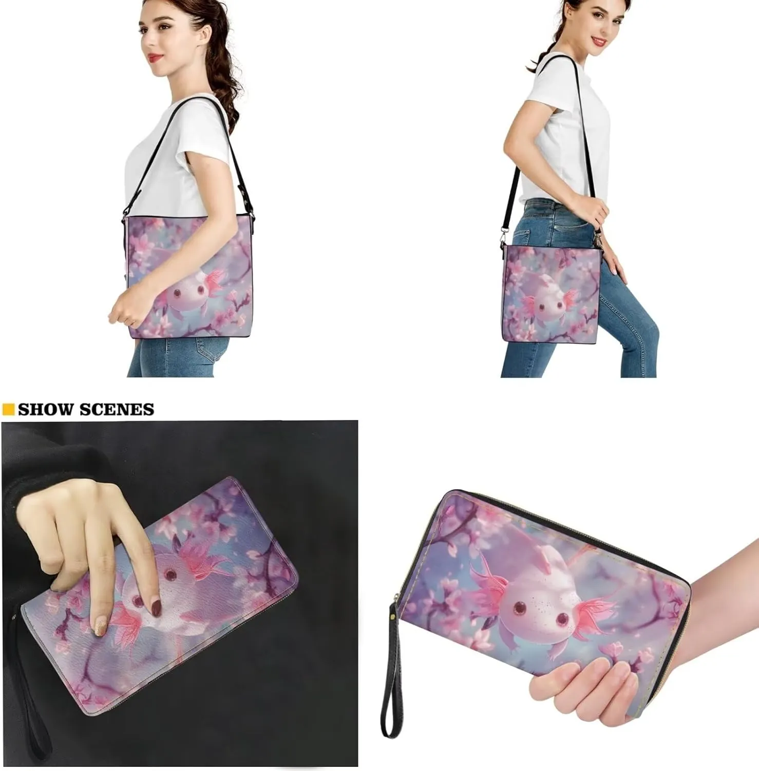 Purses for Women 2 Piece Set Shoulder Tote Purse with Long Wallet