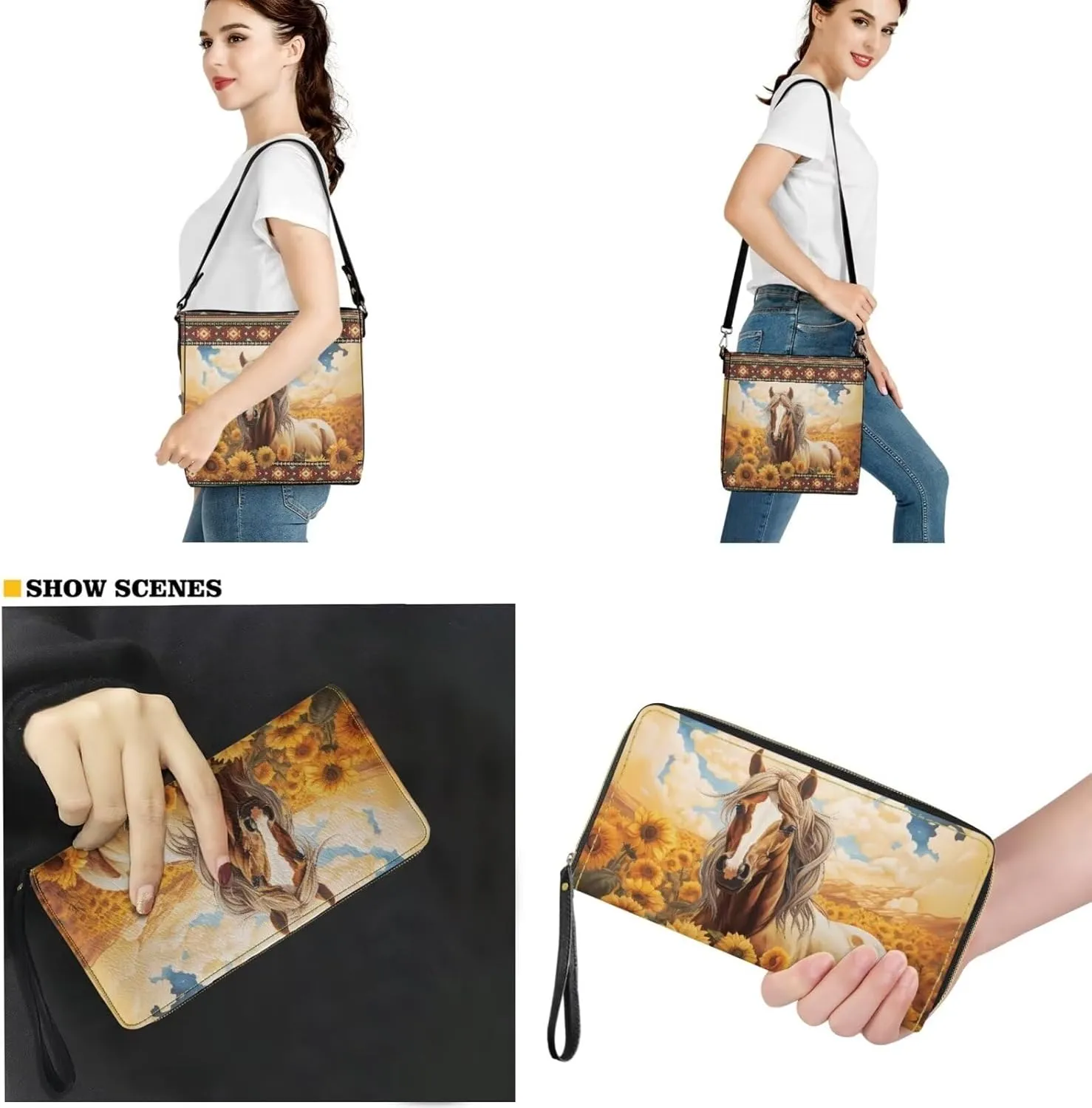 Purses for Women 2 Piece Set Shoulder Tote Purse with Long Wallet