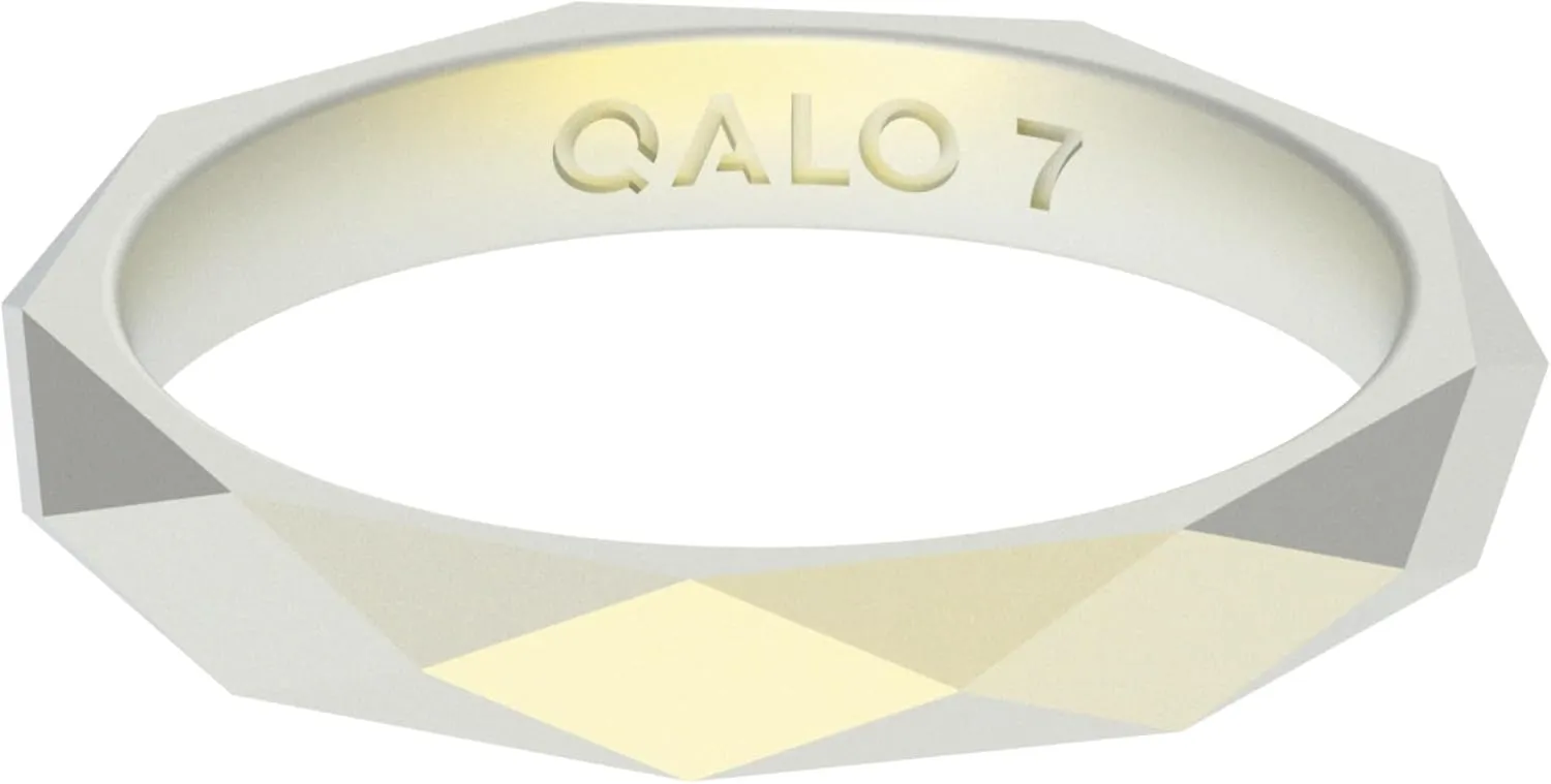 QALO Women's Rubber Silicone Ring, Stackable Rubber Wedding Ring for Women, Breathable, Durable Engagement Silicone Band, 3.5mm Wide 2.5mm Thick, Holographic Green, Size 10