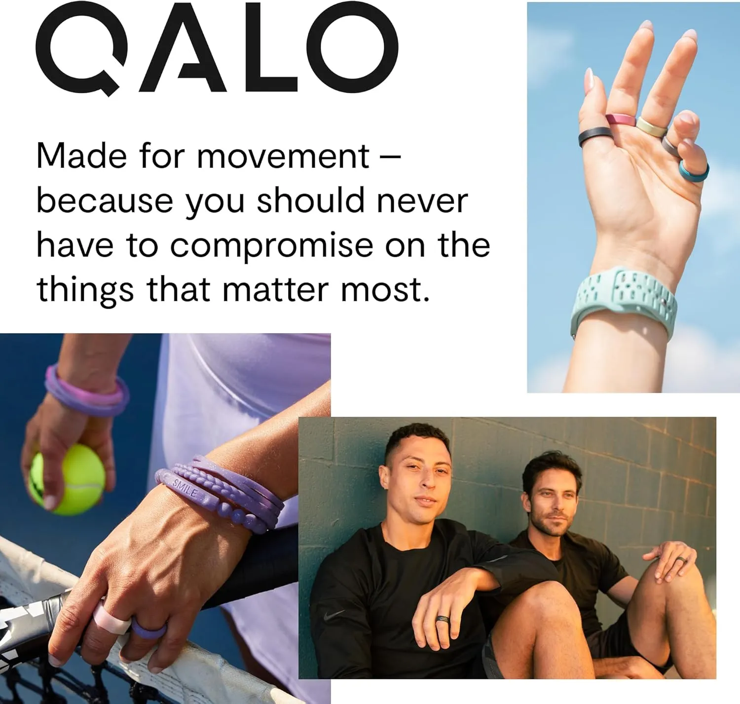 QALO Women's Rubber Silicone Ring, Stackable Rubber Wedding Ring for Women, Breathable, Durable Engagement Silicone Band, 3.5mm Wide 2.5mm Thick, Holographic Green, Size 10