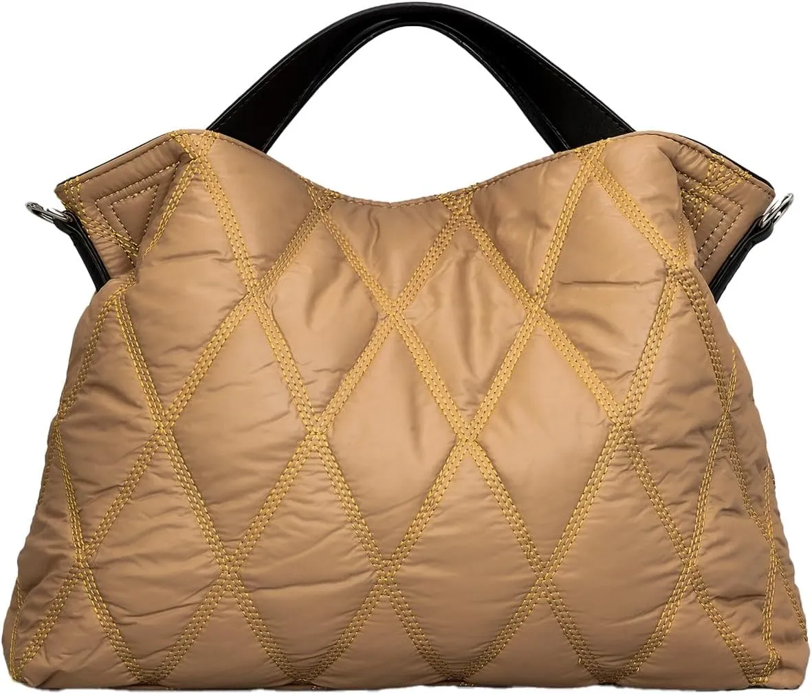 Quilted Tote Bag for Women, Soft Puffer Bag Lightweight Trendy Crossbody Bags Purse with Long Shoulder Strap