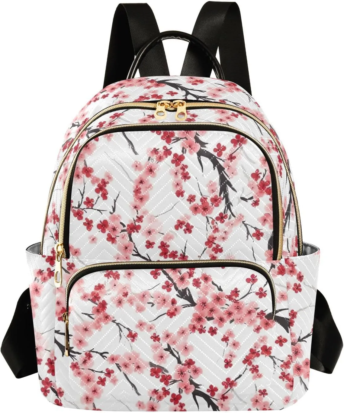 Red Florals Mini Backpack Purse for Women Ladies Shoulder Bags for Work Small Casual Bookbag Quilted Travel Daypack M