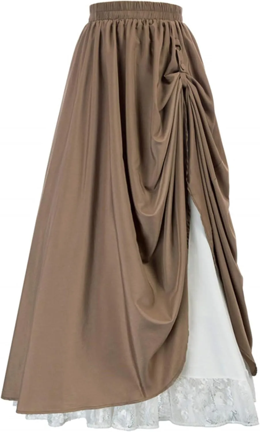 Renaissance Skirt for Women Elastic High Waist Pleated Double Layer Skirts 2025 Fashion Vintage Peasant Style Skorts
