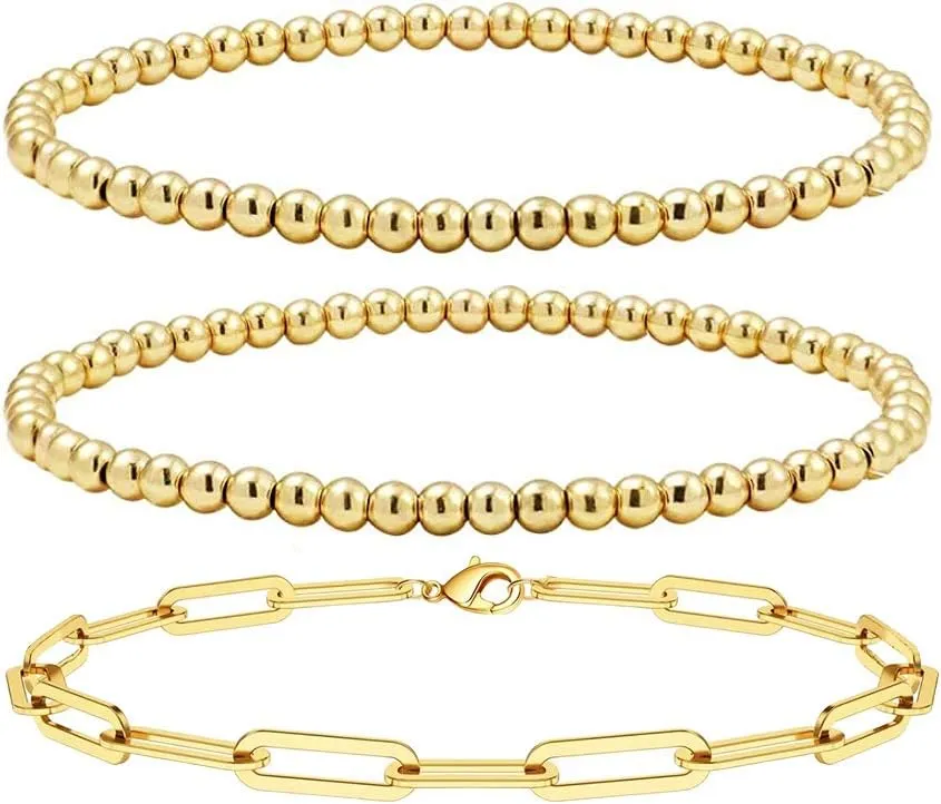 Reoxvo 14K Gold Plated Bangle Cuff Bracelets for Women Non Tarnish Gold Bracelet Stack Jewelry Set for Women Trendy