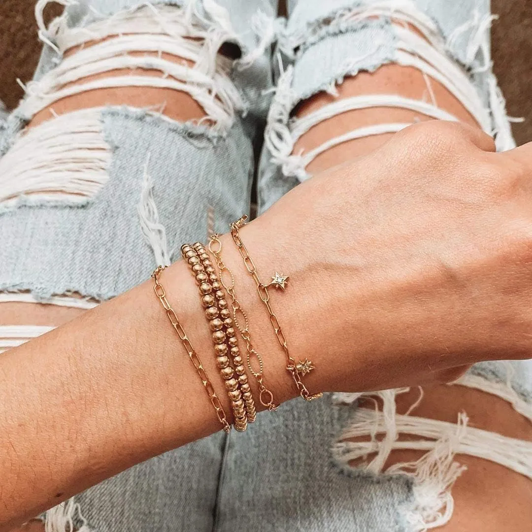 Reoxvo 14K Gold Plated Bangle Cuff Bracelets for Women Non Tarnish Gold Bracelet Stack Jewelry Set for Women Trendy