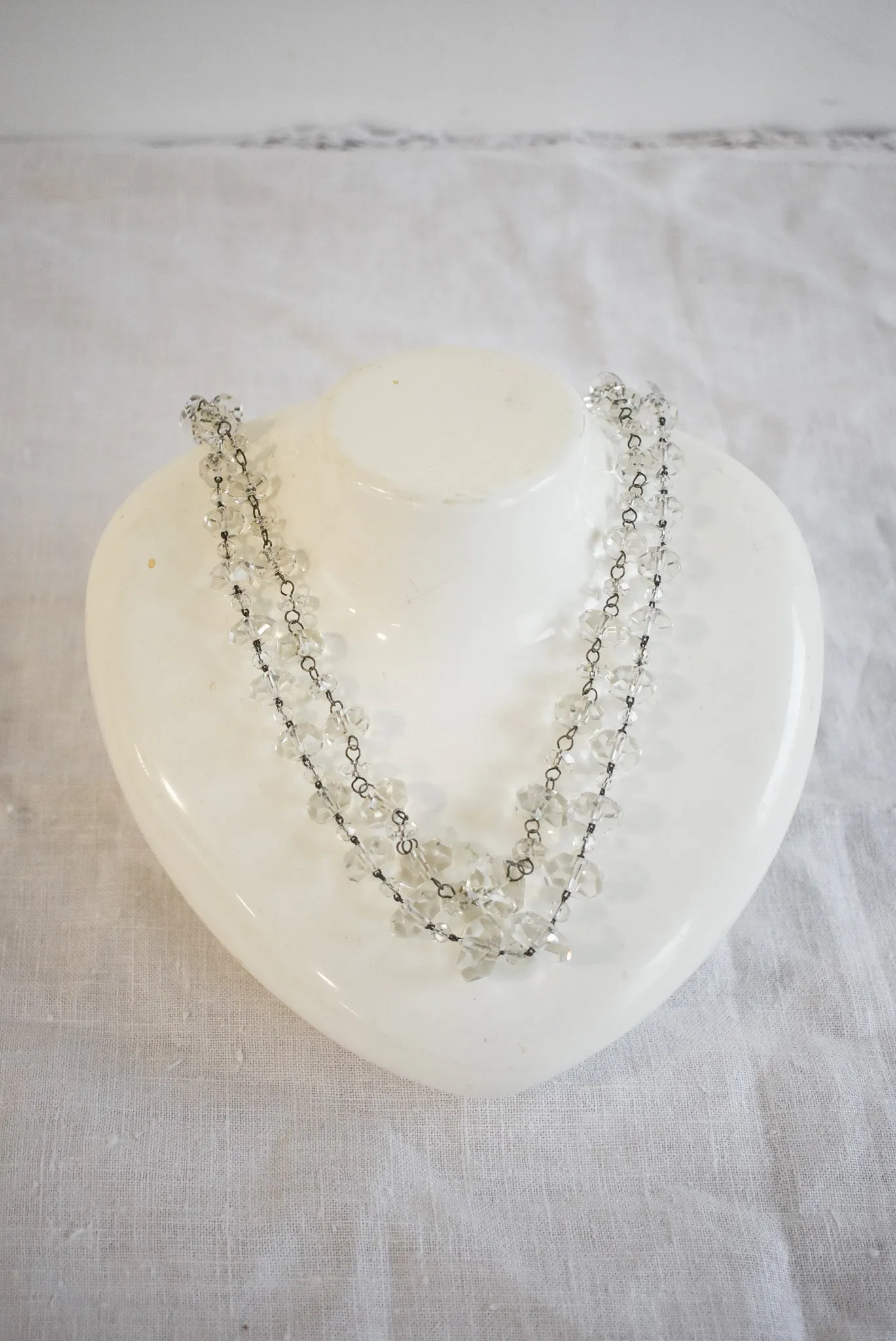 Retro faceted glass rondelle bead necklace