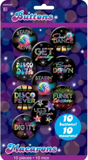 Retro Groovy 70's Buttons - 1.69" x 1.69" (Pack of 10) - Multicolor Metal Buttons - Perfect For DIY Projects & Vintage Crafts