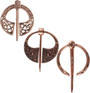 Retro Viking Brooches Cloak Pins Celtic Scarf Shawl Buckle Medieval Clasp Pin Brooch Penannular Brooch for Women Men Jewelry Costume 3Pcs Set