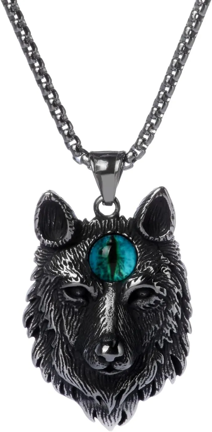 Retro Zodiac Snake Pendant Necklaces Skull Nautical Anchor Domineering Hip Hop Six-Pointed Star Angel Wing Wolf Eyes of God Men's Trendy Personality Python Pendants Necklace