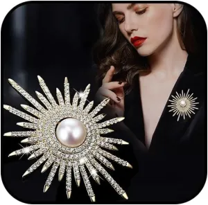 Rhinestone Sunflower Pin for Women Gold Pearl Daisy Pin Silver Crystal Vintage Brooch Dainty Flower Brooch Pin
