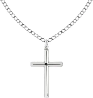Ritastephens Sterling Silver Shiny Italian Cross Pendant Necklace (35mm, 43mm)