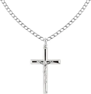 Ritastephens Sterling Silver Shiny Italian Cross Pendant Necklace (35mm, 43mm)