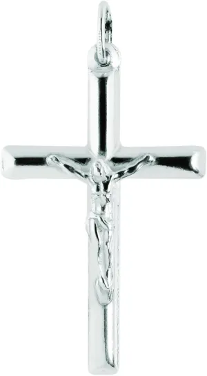 Ritastephens Sterling Silver Shiny Italian Cross Pendant Necklace (35mm, 43mm)