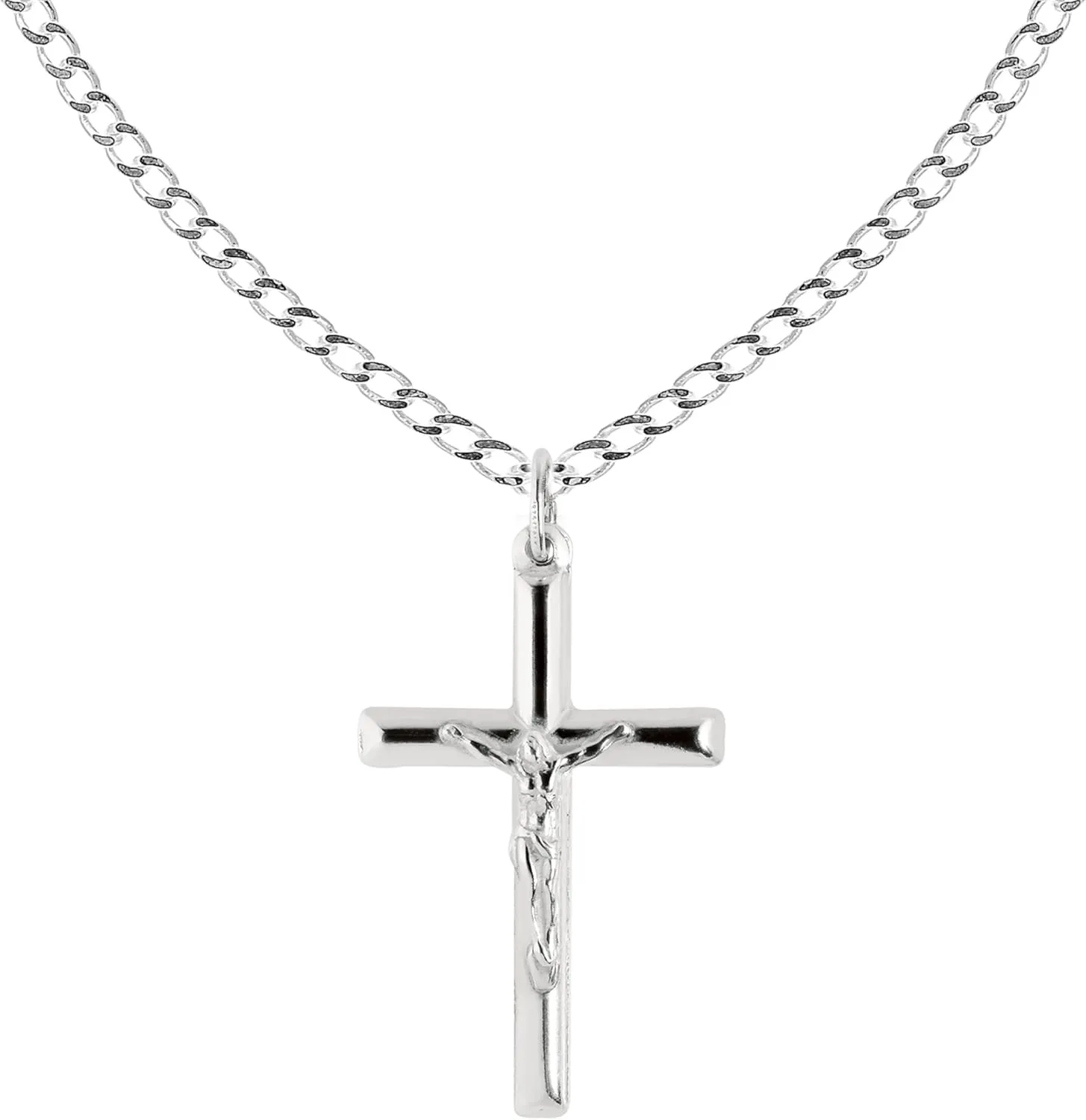 Ritastephens Sterling Silver Shiny Italian Cross Pendant Necklace (35mm, 43mm)
