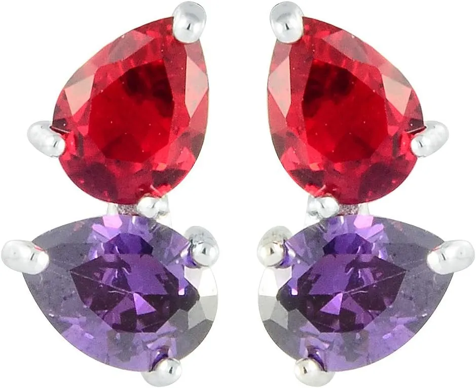 RIZILIA Stud Pierced Earrings with Pear Cut CZ [White Cubic Zirconia] in White Gold Plated, Simple Modern Elegant